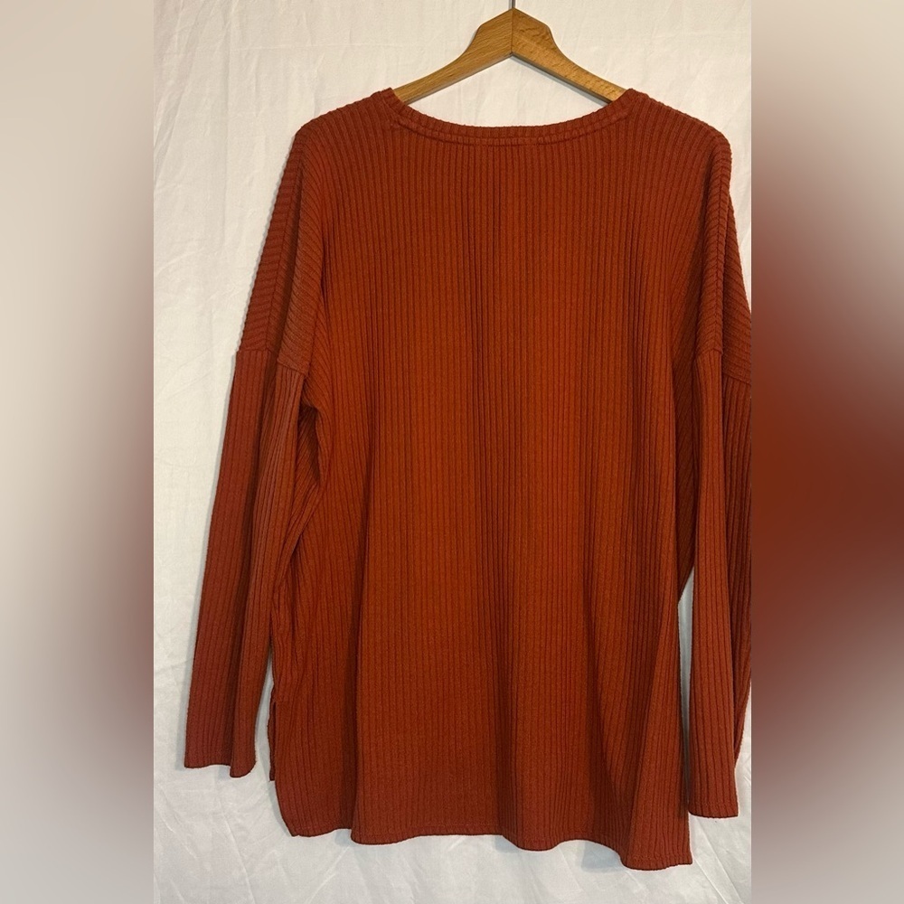 Time and Tru Women’s Burnt Orange Long Sleeve Pull On Shirt size Large (12-14) - Picture 4 of 10